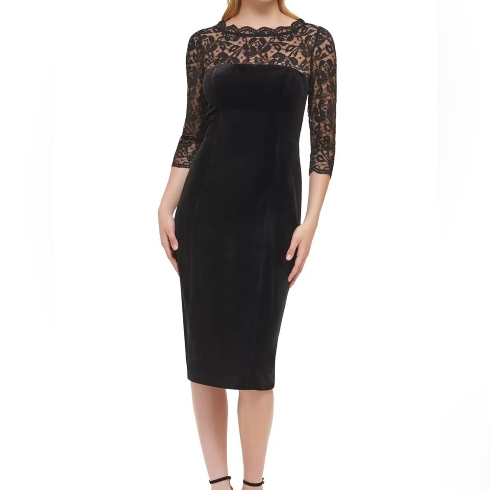 Eliza J Illusion Velvet Bodycon Dress